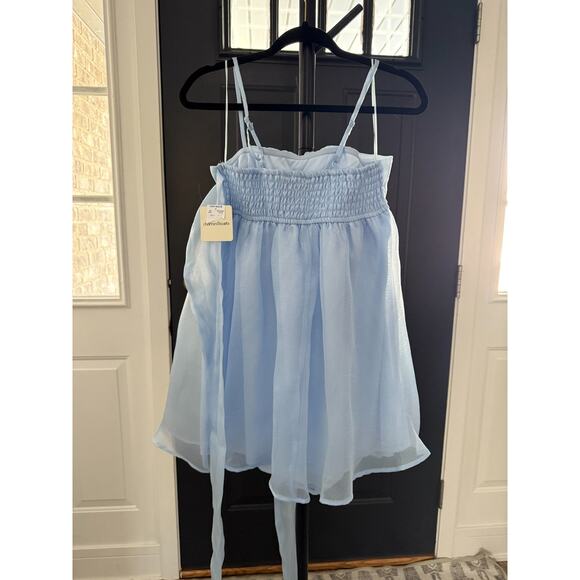 Charmed Hearts Light Blue Shimmer Bow Mini Dress Size Med - Picture 4 of 6